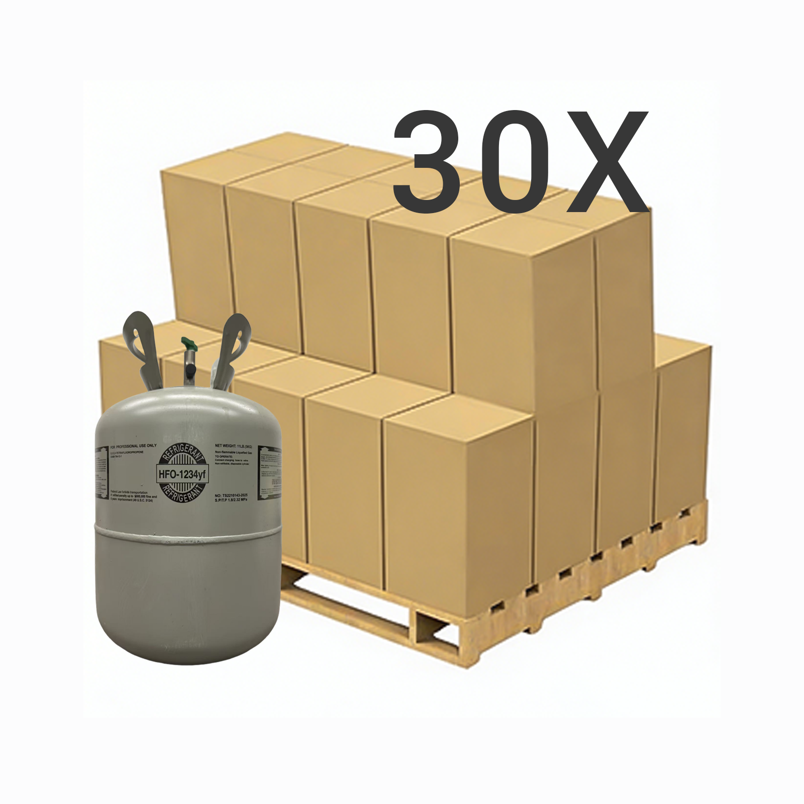 11 LB R1234yf (R-1234yf) Refrigerant Gas | 30 Cylinders