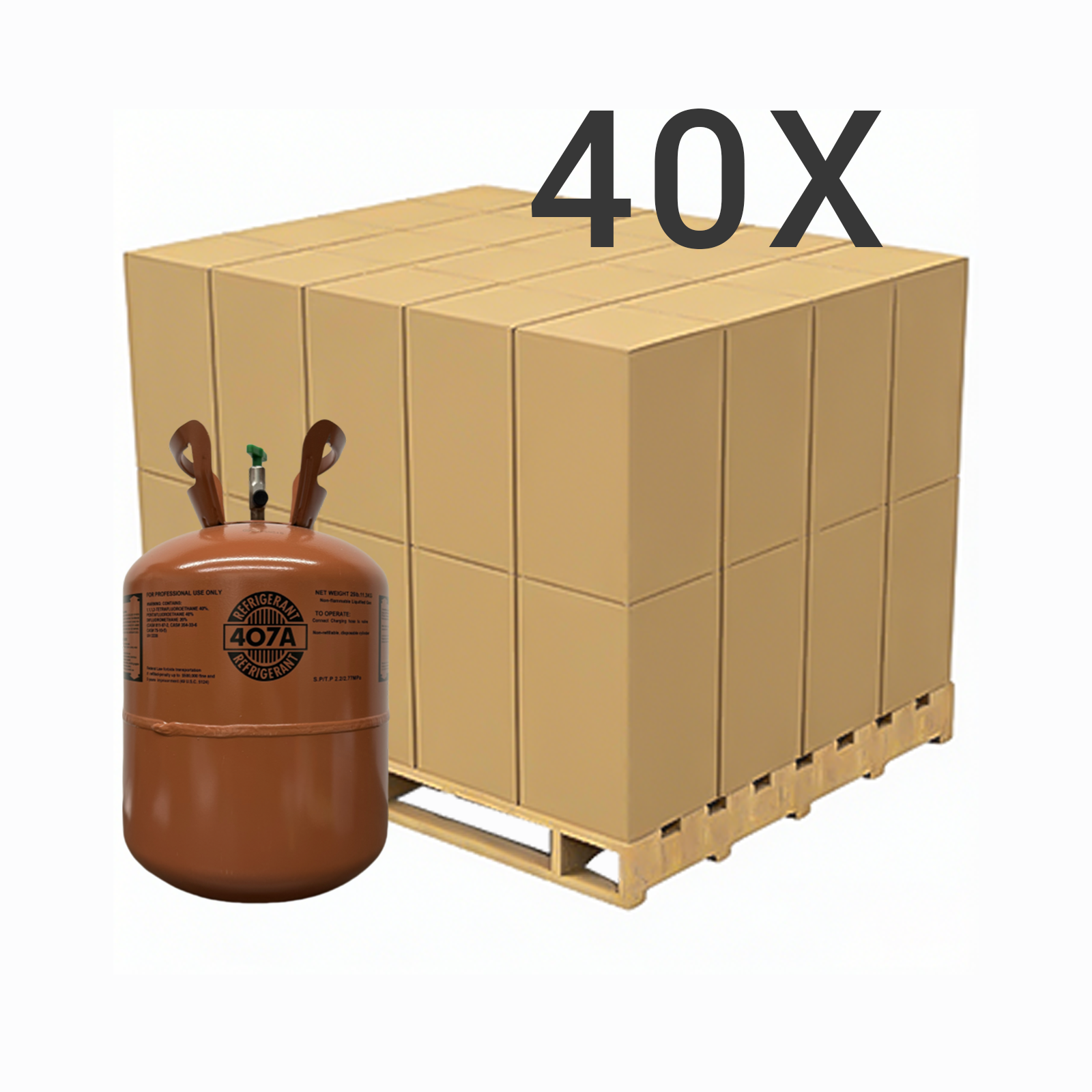 25LB R407A (R-407A) Refrigerant Gas | 30 Cylinders